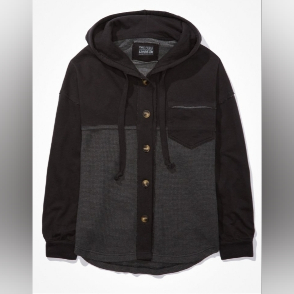 Black Hoodie Shacket